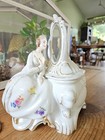 1950s Porcelain Mirrored Lady Trinket Powder Box Vanity Planter Vintage Decor — photo 1
