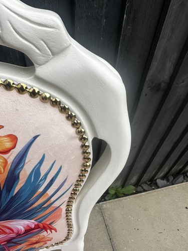 Shabby Chic French Style Dining Bedroom Accent Chair With Flamingos Design - Picture 6 of 14