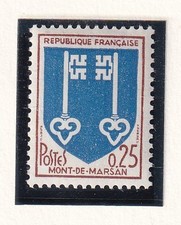 🦬Timbre France N°1469 - Luxe ** Blason - Mont De Marsan - MNH** - 1966🦬