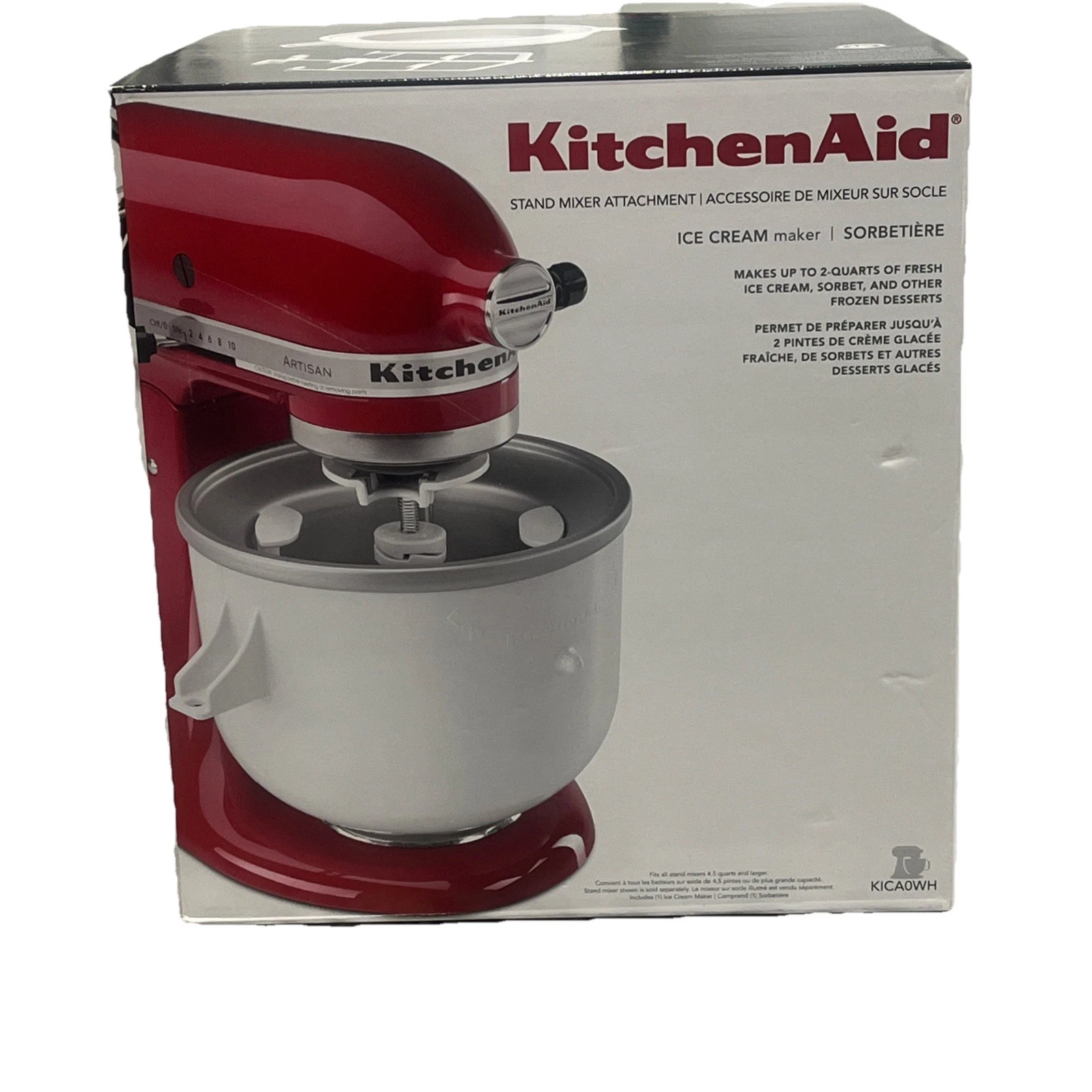 New KitchenAid Stand Mixer Ice Cream Maker Attachment Model KICA0WH