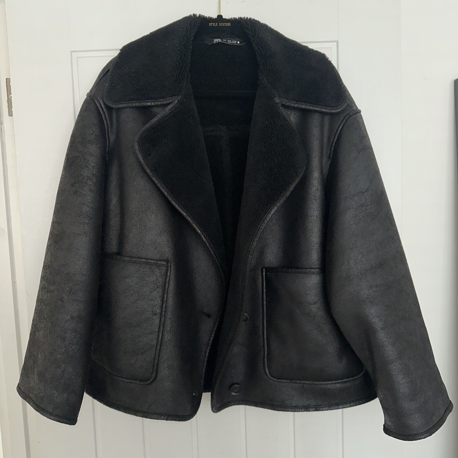 Sold Out Zara Shearling Double Faced Jacket Black Size Small RRP £89.99 image 4