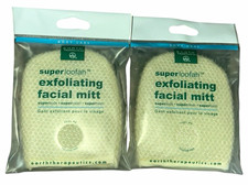 2 Pack Earth Therapeutics Super Loofah Exfoliating Facial Mitt for Face, Beige
