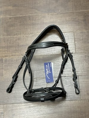 Dy'on Fancy Flash Nose Bridle Black Cob Buffalo Leather New With Tags