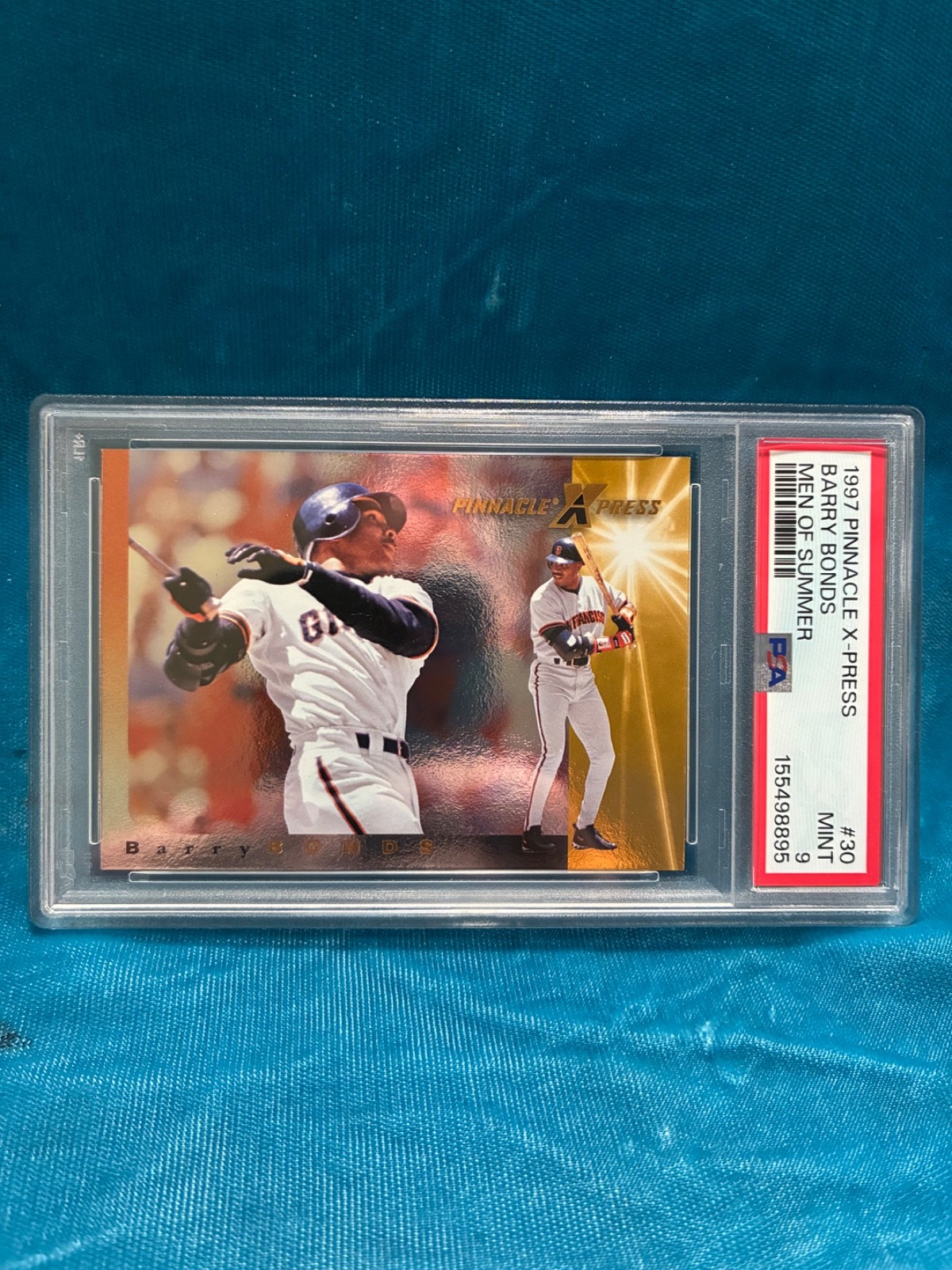 PSA 9 Pop 2 Only 2^ 1997 Pinnacle X-Press #30 Barry Bonds Men-of-Summer SF Giant