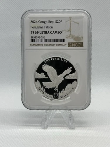 2024 Congo 1oz Silver World's Wildlife Peregrine Falcon NGC PF 69 UCAM.