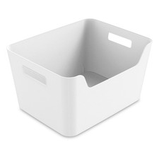 8 pack Large White Easy Access Plastic Storage Bin 10.1 in x 12.9 in x 7 in
