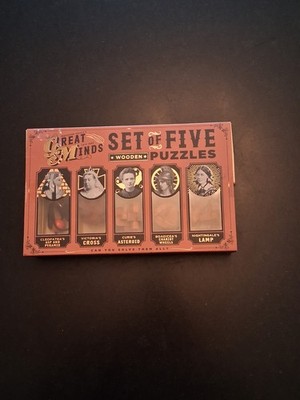 Professor Puzzle's Great Minds Set mit fünf Holzpuzzles. Estd 1884. 8 Jahre +
