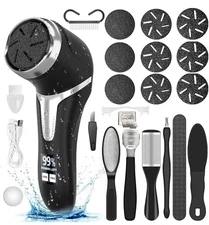 Electric Callus Remover for Feet (With Dander Vacuum), Portable Pedicure Kit Foo