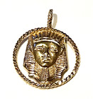 14k yellow gold charm pendant slide estate 5.2g Egyptian Pharaoh African King — photo 1