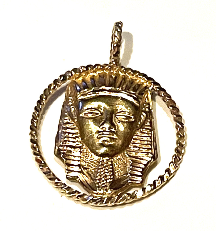 14k yellow gold charm pendant slide estate 5.2g Egyptian Pharaoh African King