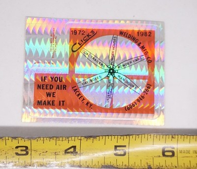Click's Welding & Mfg Co Decal Sticker Coal Mining 1972-1982 Holographic