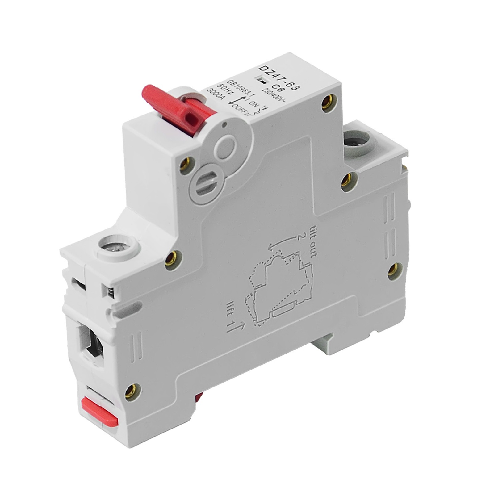 Universal Mini Circuit Breaker AC MCB GYM8 1Pole 4.5kA 6AMP Din Rail 240V/480V