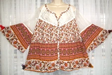 DAVI & DANI PLUS 1X SOFT BOHO ROOMY A-LINE TOP~FLARE SLEEVE FESTIVAL BLOUSE~