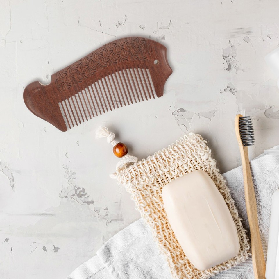 Exquisite Wooden Hair Comb Lightweight Portable Fine Tooth Wood Beard ...