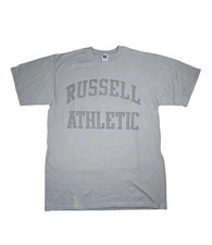 Russell Athletic Shirt Gray L Spellout Made in USA Vintage Logo