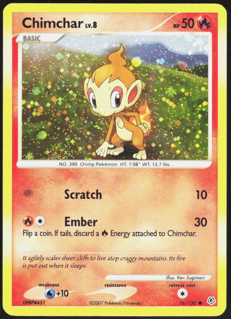 Chimchar 76/130 Holo Diamond & Pearl Pokemon Moderately Played