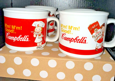 Vintage Campbell's Soup Mugs Set of 4 M'm! M'm! Good Campbell Kids Ceramic Cups