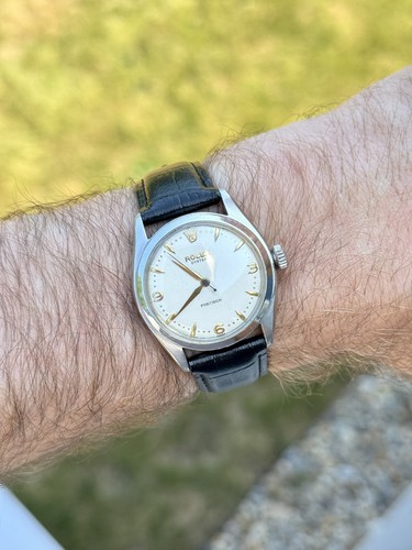 Vintage 1953 Rolex Oyster Precision 6022 Manual - Cream 3-6-9 Dial, Blue Seconds - Picture 6 of 12