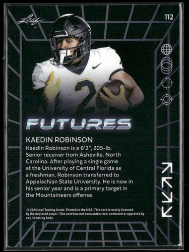 Leaf Futures #112 Kaedin Robinson rojo #/199 2024 - Imagen 2 de 2