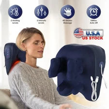 4D Shiatsu Neck Shoulder Massager Cordless Heat & Kneading Pillow Home Car Use