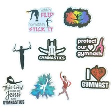 9 Assorted Gymnastics Stickers Rings Protect Our Gymnasts Watch Me Flip