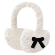 Ear Muffs for Winter Women, Foldable  Fuzzy Faux Fur Ear Muffs for White-1