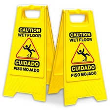 Caution Wet Floor Sign, 17.5 Inch 17.5 x 12 inch, English and Spanish 17.5"