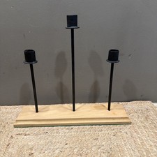 Three Candle Candelabra MCM Style Vintage Handmade Signed