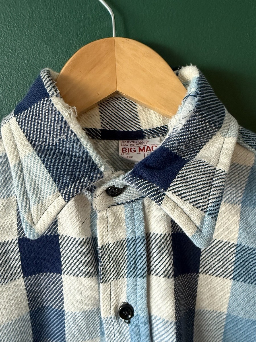 トップス Vintage 80s Plaid BIG MAC Flannel Shirt Vintage 80s 90s Flannel Shirt Blue Plaid Big Mac Medium