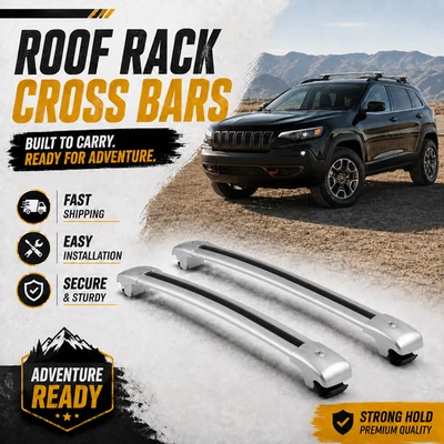 2PCS Roof Rack Cross Bars Cargo Carrier Fits For Jeep Cherokee 2019-2023 ALU - Image 1 of 4