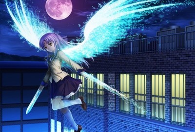 Anime girls angel beats tachibana kanade wings moon Custom Gaming Mat Desk