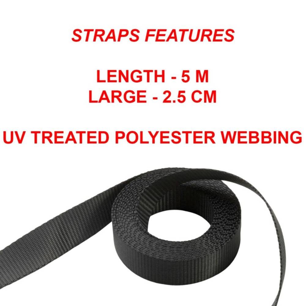 Sangle a cliquet Master Lock 5m x 25mm en polyester noir pour arrimage