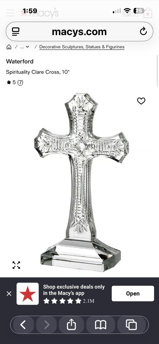 Water Ford Crystal 十字架 Waterford Clare Standing Crystal Cross Figurine Paperweight for