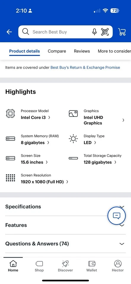 HP Chromebook 15a-nb0023dx 15.6" (128GB UFS, Intel Core i3 N, 3.80GHz, 8GB) - Image 3 of 3