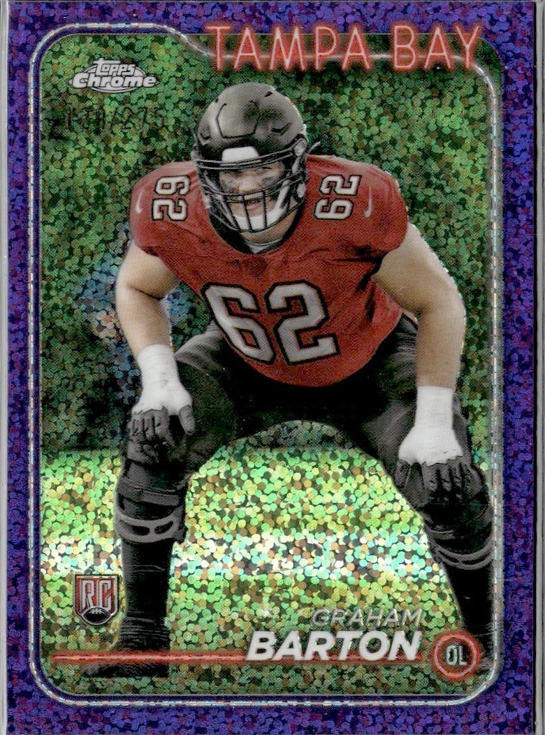 2024 Topps Chrome Graham Barton #288 Purple Speckle RC /275 RC Buccaneers
