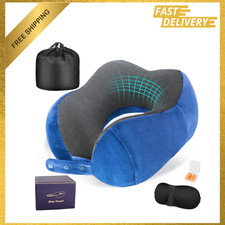 Travel Neck Pillow, Memory Foam, Adjustable, Portable, Airplane Pillow, with Eye