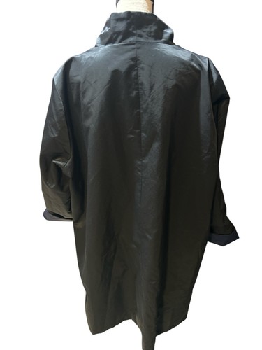 Eileen Fisher Blue/Black Reversible Stand Collar Organic Cotton Coat Plus Sz 2X - Picture 2 of 5