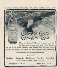 Magazine Ad - 1909 - Clicquot Club Ginger Ale - Millis, MA