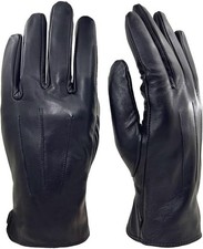 Mens Black Soft Lambskin Leather Winter Driving Gloves Cashmere Lined,comfort...