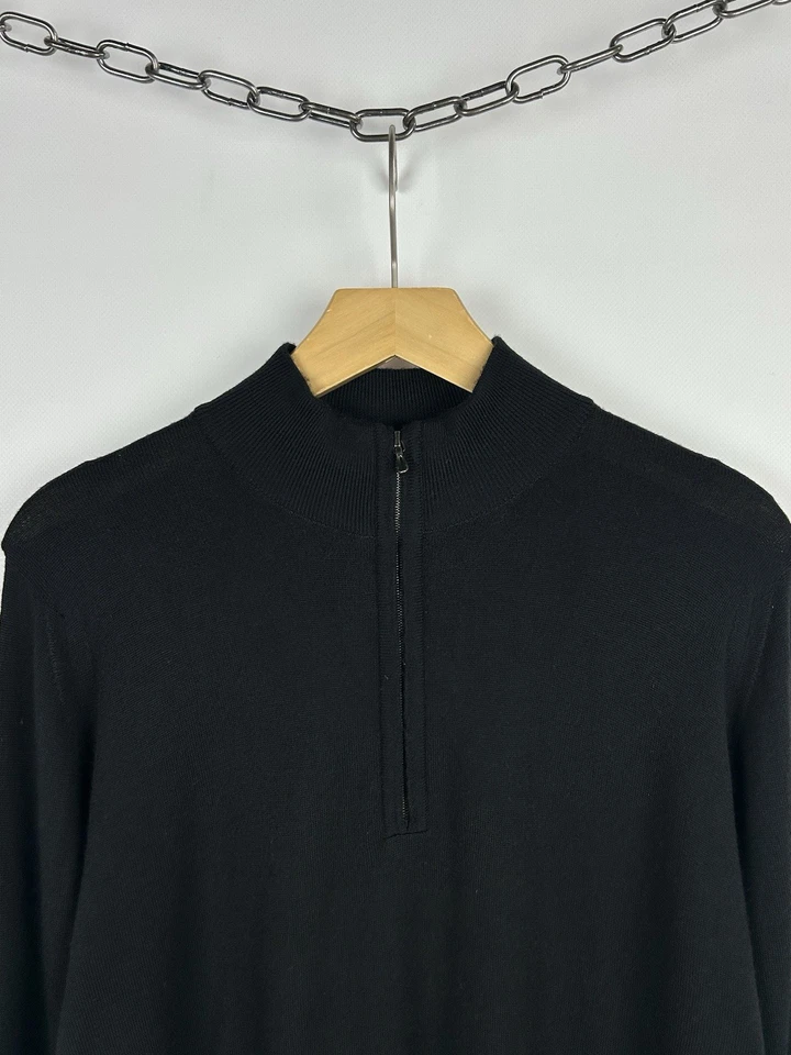 Suéter de Lana Merino John Smedley 1/3 Cremallera Negro Para Hombre Talla M Manga Larga Inglaterra Foto 2 de 4