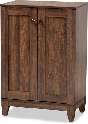 Nissa Modern Walnut Brown 2-Door Shoe Storage Cabinet for Stylish Organization