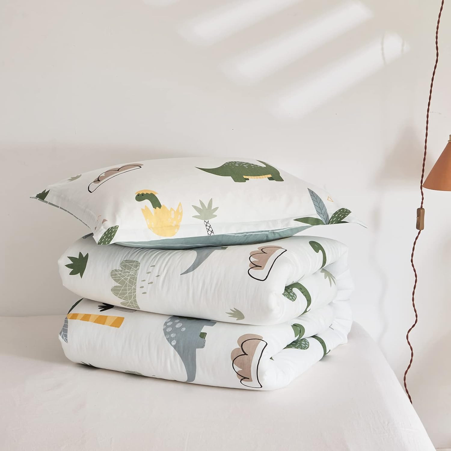 Joyreap Dinosaur Kids Cotton Comforter Queen (88"x88"), Dino Green 