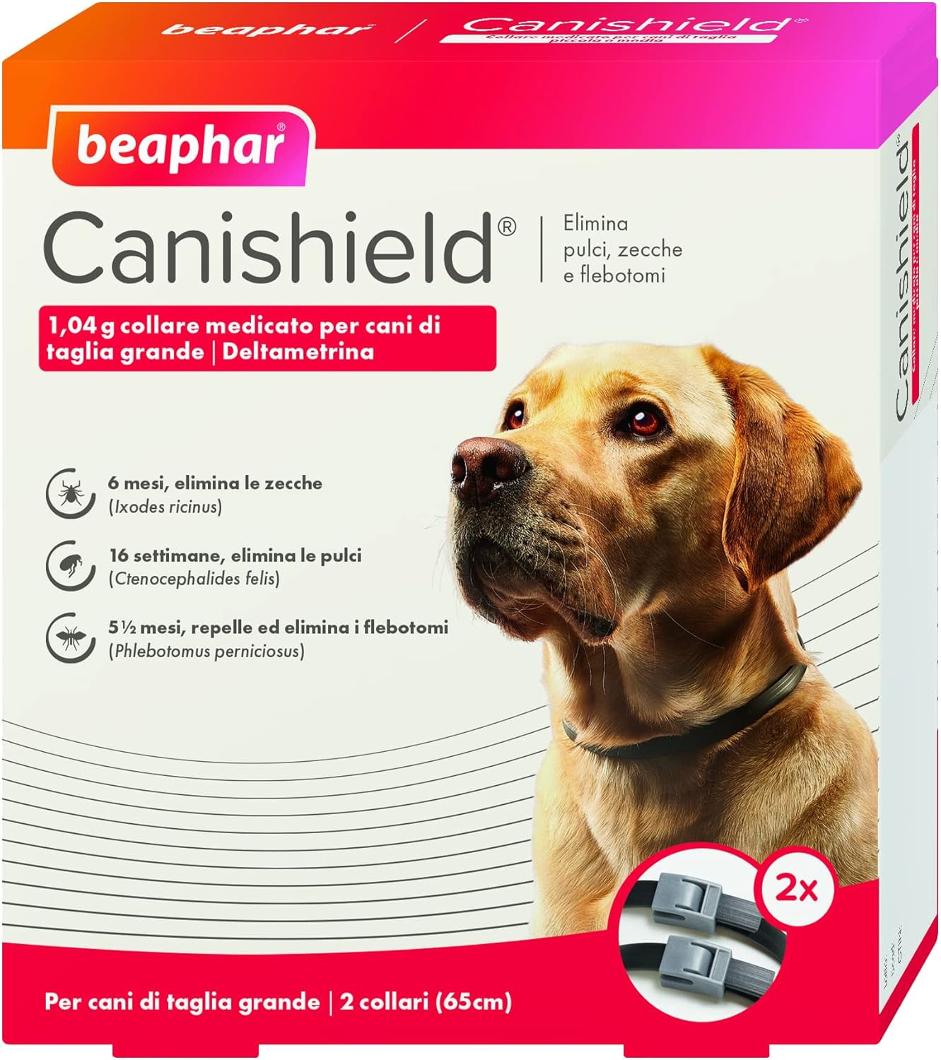 Canishield Collare Antiparassitario 2x65cm | Protezione Cane Taglia Grande
