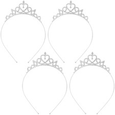 4 Pack Glitter Rhinestone headbands for Women, Non-Slip Heart Style Tiara Hair