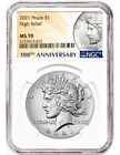 2021 Peace Silver Dollar Coin NGC MS70 High Relief