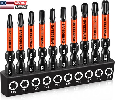 Impact Torx Bit Set T15 T20 T25 T30 T40, 10-Inch S2 Steel Magnetic Power