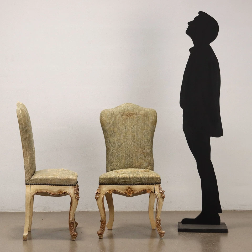 Par de sillas antiguas estilo barroco madera Italia siglo XIX Foto 2 de 4