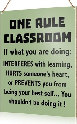 UDNADKEX Classroom Wall Sign Hanging Decor, One Rule Classroom, High Middle Scho