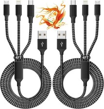 IDISON Multi Charging Cable 2Pack 4FT , 3 in 1 USB Charging Cable for...
