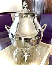 Antique Silver Plate Large Capacity Barrel Samovar